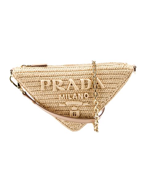 Prada Raffia Triangle Shoulder Bag 